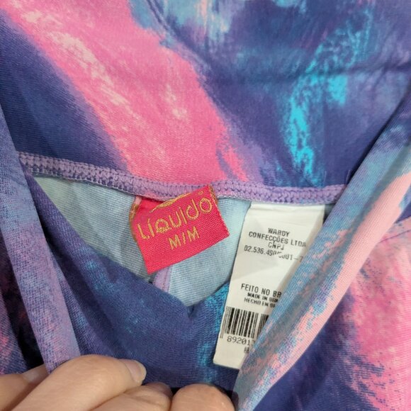 Liquido Tie Dye Printed Cropped Leggings Tights Pink Purple Blue Size Medium - Picture 2 of 3